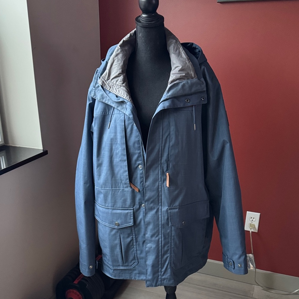 Men's Blue Hooded cold weather Jacket